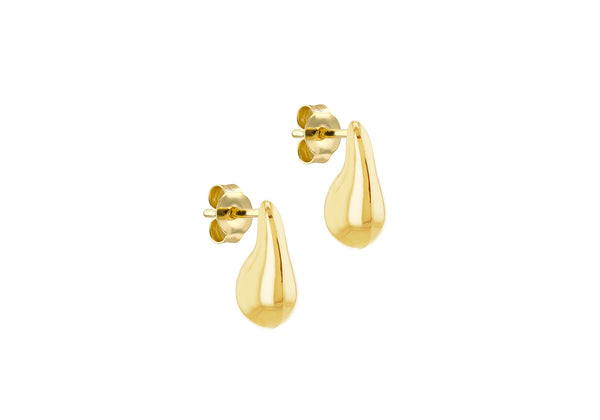 9ct Yellow Gold Pear Teardrop Stud Earrings
