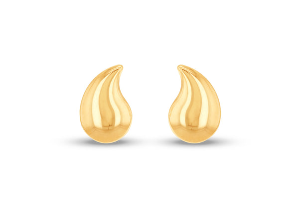 9ct Yellow Gold Curved Teardrop Stud Earrings