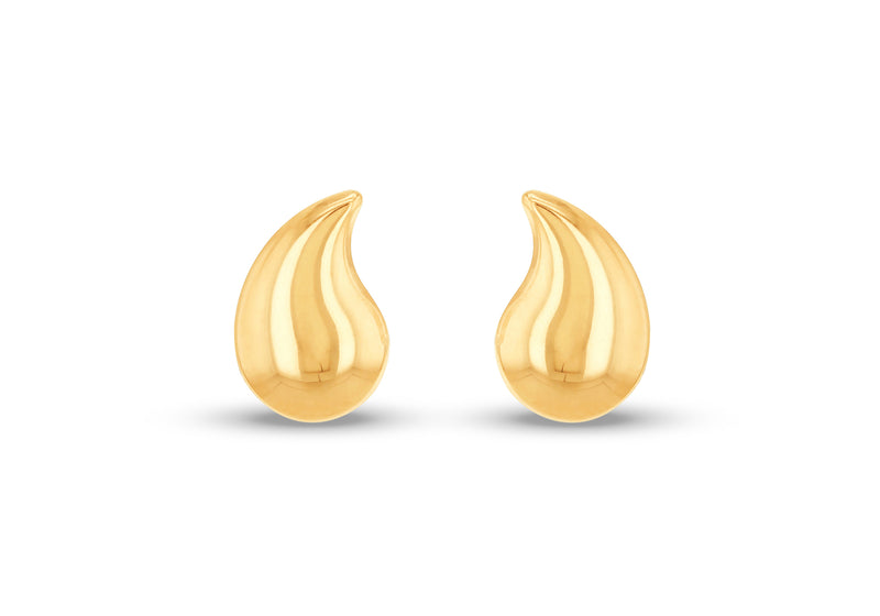 9ct Yellow Gold Curved Teardrop Stud Earrings