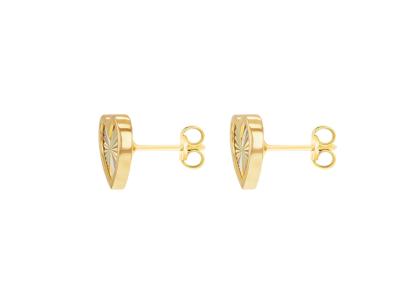 9ct Yellow Gold Rainbow Heart Stud Earrings