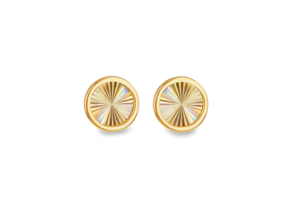 9ct Yellow Gold Round Rainbow Stud Earrings
