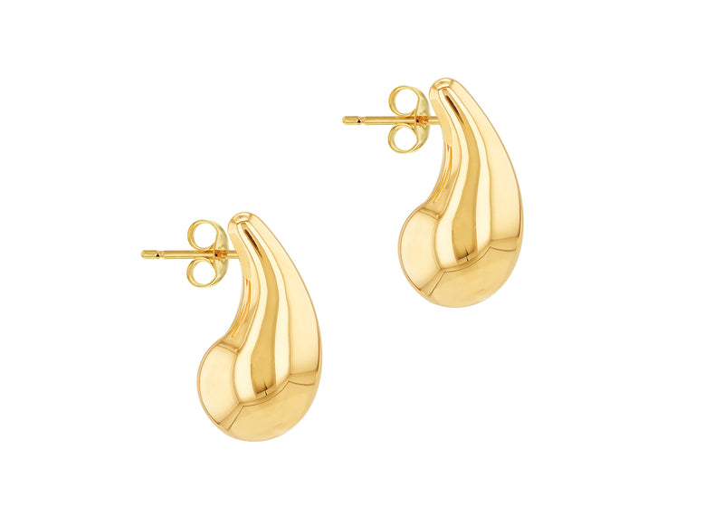 9ct Yellow Gold Spacio Teardrop Stud Earrings