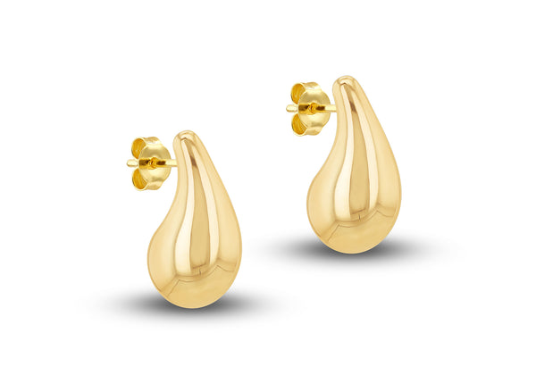 9ct Yellow Gold Spacio Teardrop Stud Earrings
