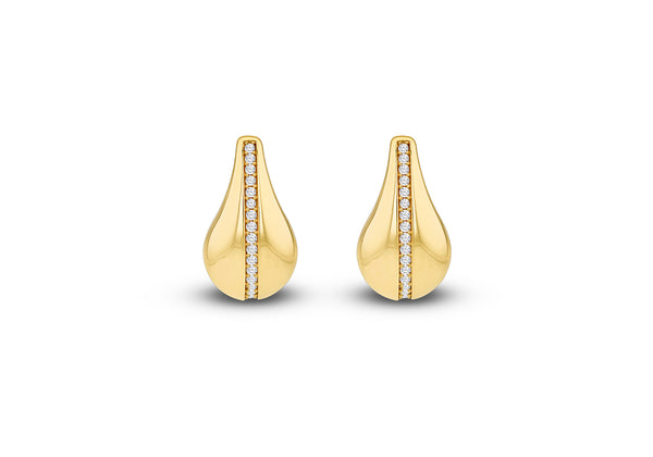 9ct Yellow Gold White Zirconia Teardrop Stud Earrings