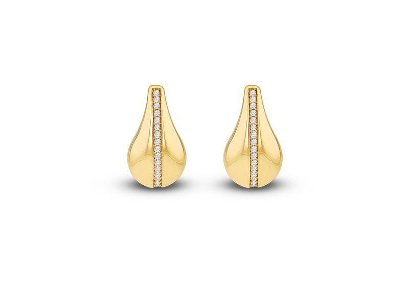9ct Yellow Gold White Zirconia Teardrop Stud Earrings
