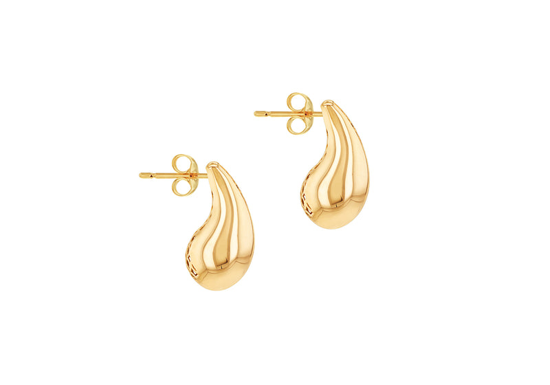 9ct Yellow Gold White Zirconia Teardrop Stud Earrings
