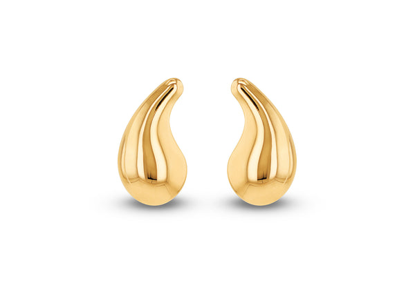 9ct Yellow Gold Flat Back Teardrop Stud Earrings