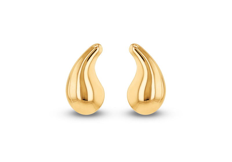 9ct Yellow Gold Flat Back Teardrop Stud Earrings