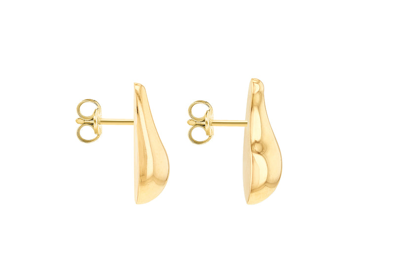 9ct Yellow Gold Flat Back Teardrop Stud Earrings