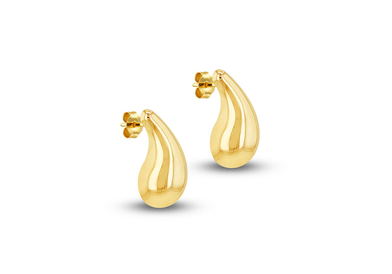 9ct Yellow Gold Flat Back Teardrop Stud Earrings