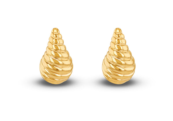 9ct Yellow Gold Large Shell Teardrop Stud Earrings