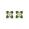 9ct Yellow Gold Malachite & Zirconia Flower Stud Earrings