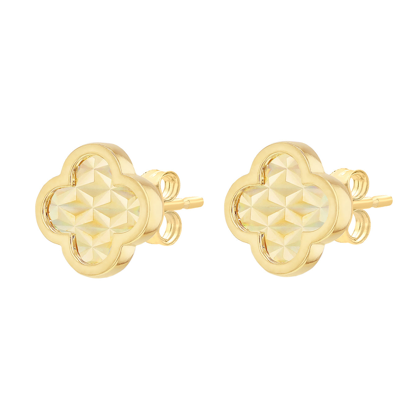 9ct Yellow Gold Sunburst Clover Petal Stud Earrings