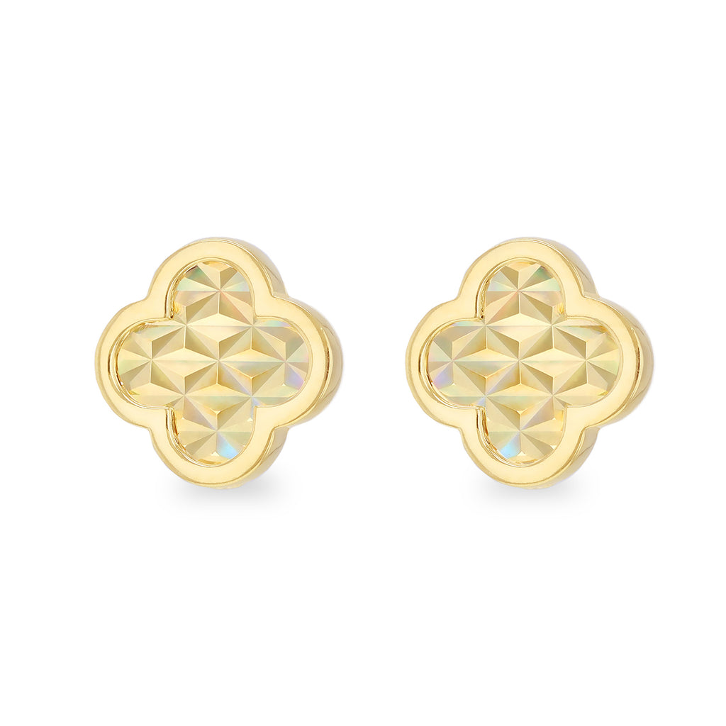 9ct Yellow Gold Sunburst Clover Petal Stud Earrings