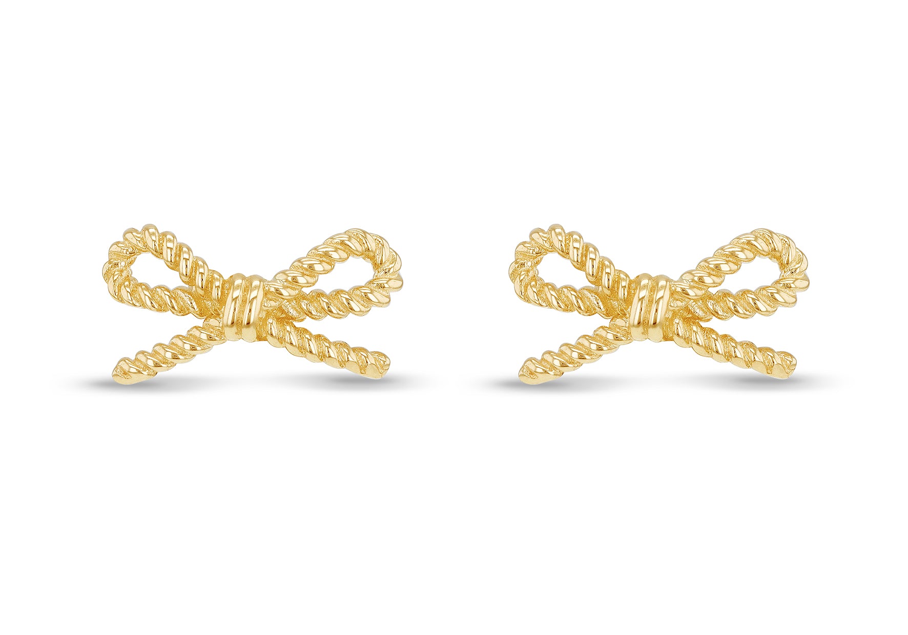 9ct Yellow Gold Twisted Bow Stud Earrings