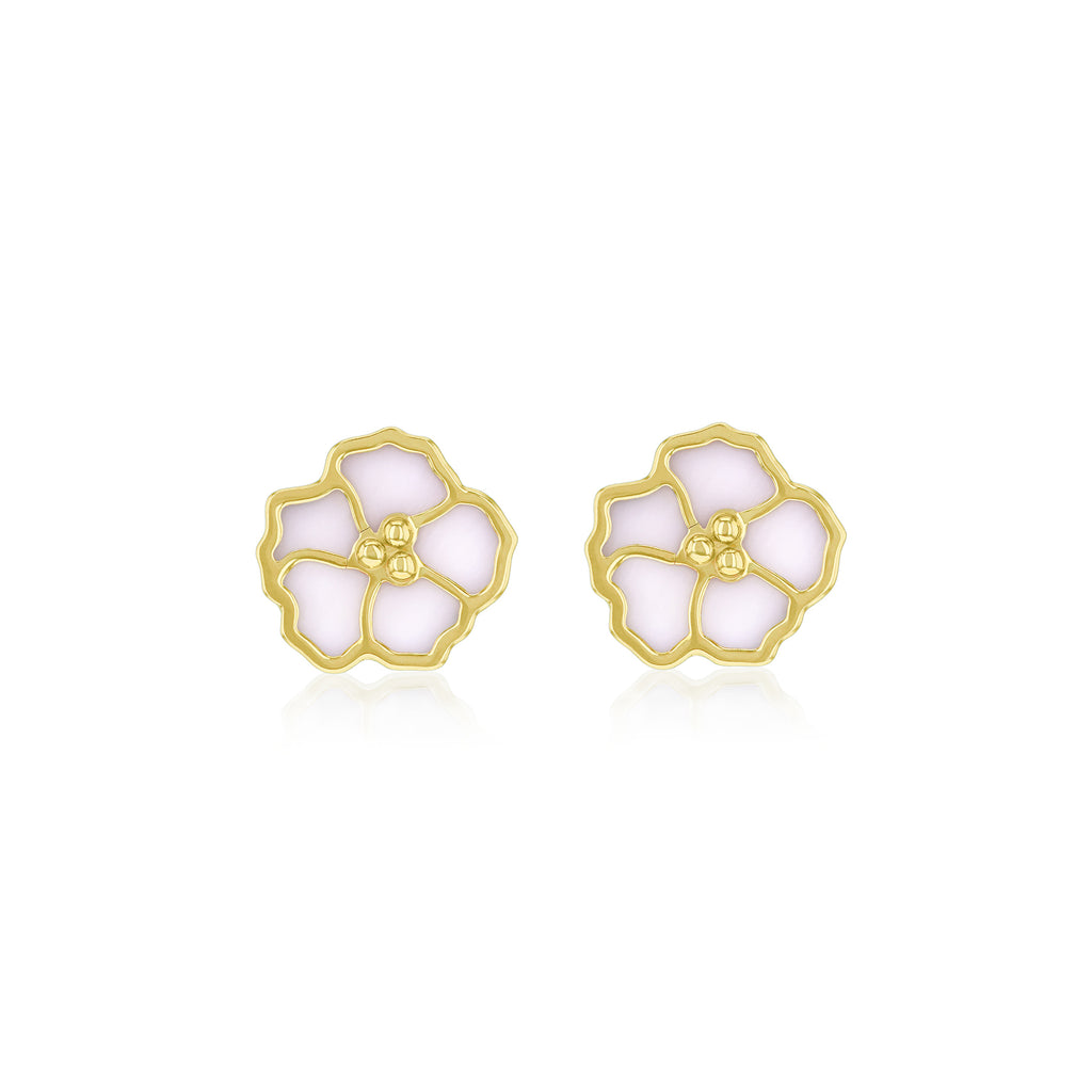 9ct Yellow Gold Mother of Pearl Blossom Stud Earrings