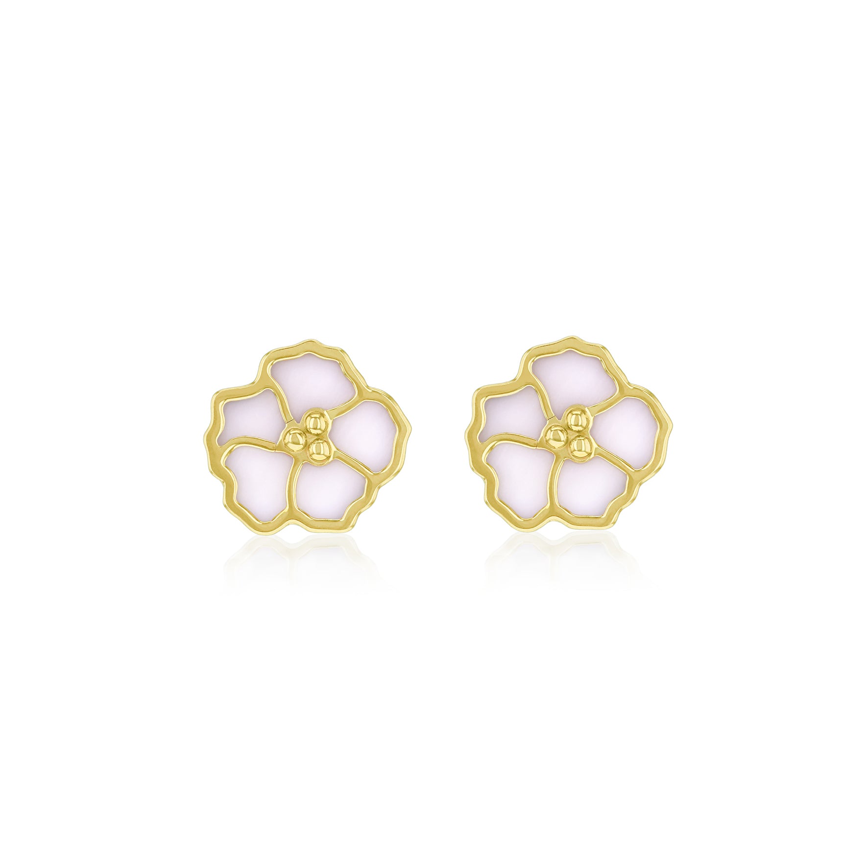 9ct Yellow Gold Mother of Pearl Blossom Stud Earrings