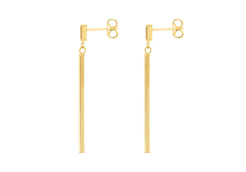9ct Yellow Gold Bar Drop Earrings