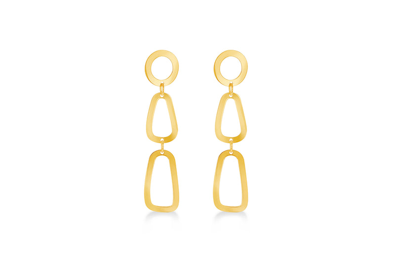 9ct Yellow Gold Elliptical Drop Stud Earrings