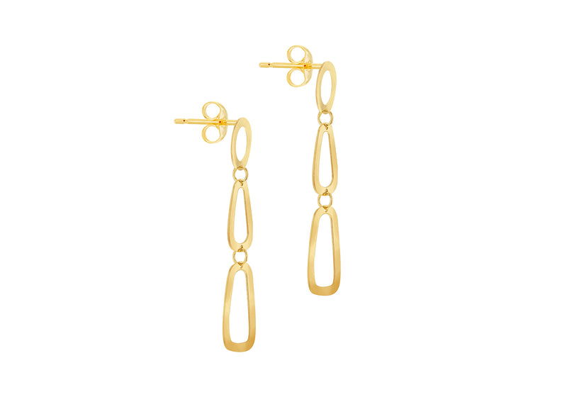 9ct Yellow Gold Elliptical Drop Stud Earrings