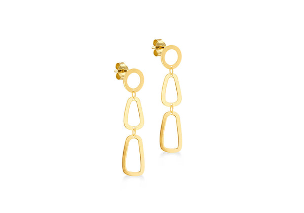 9ct Yellow Gold Elliptical Drop Stud Earrings