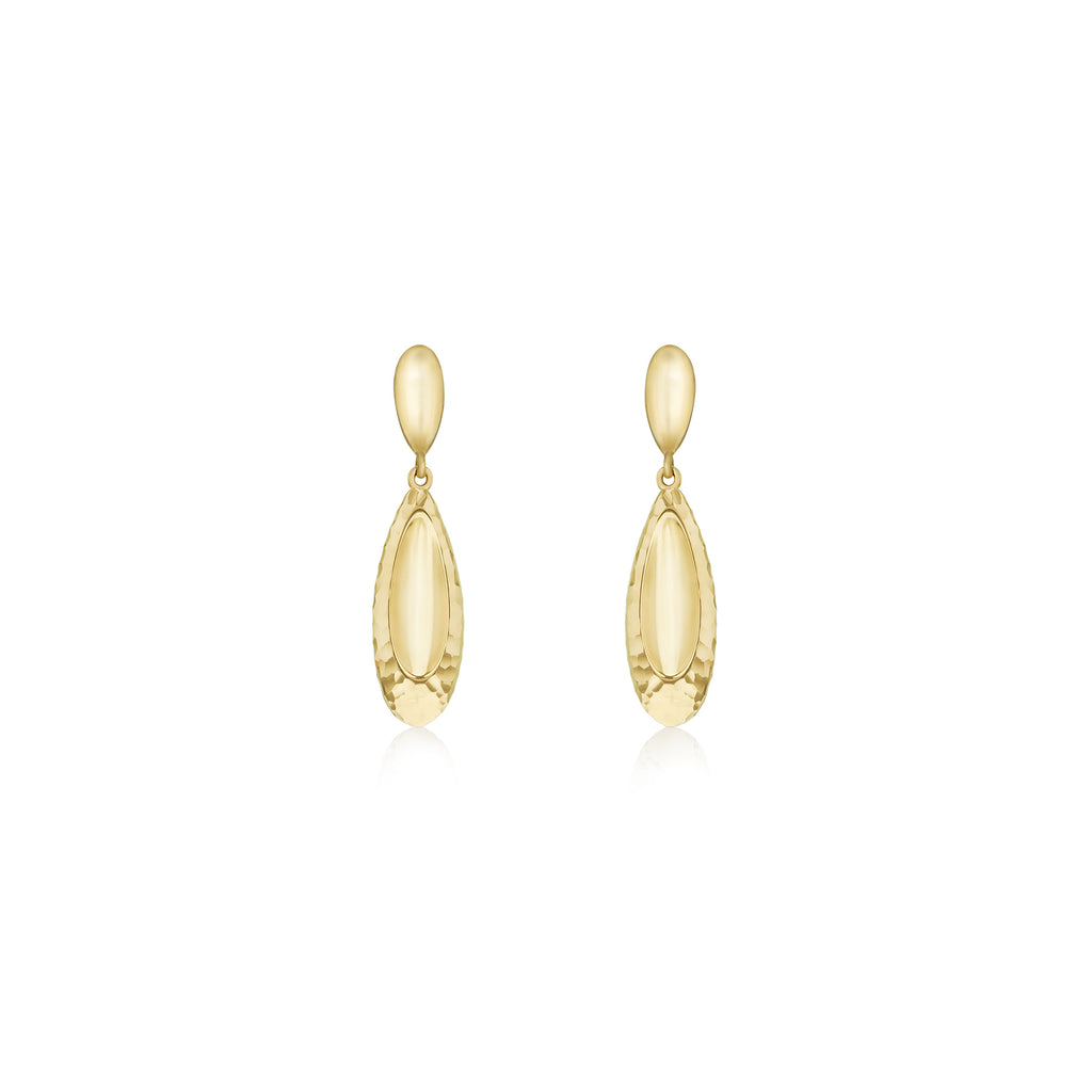 9ct Yellow Gold Faceted Teardrop Drop Earrings
