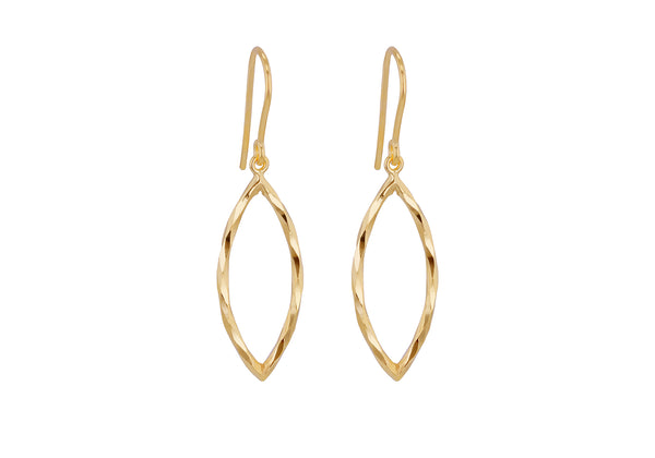 9ct Yellow Gold Marquis Hook Drop Earrings