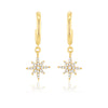9ct Yellow Gold Zirconia North Star Hook Drop Stud Earrings