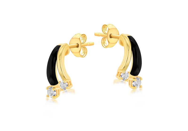 9ct Yellow Gold 0.03ct & 0.04ct Diamond Bar Stud Earrings