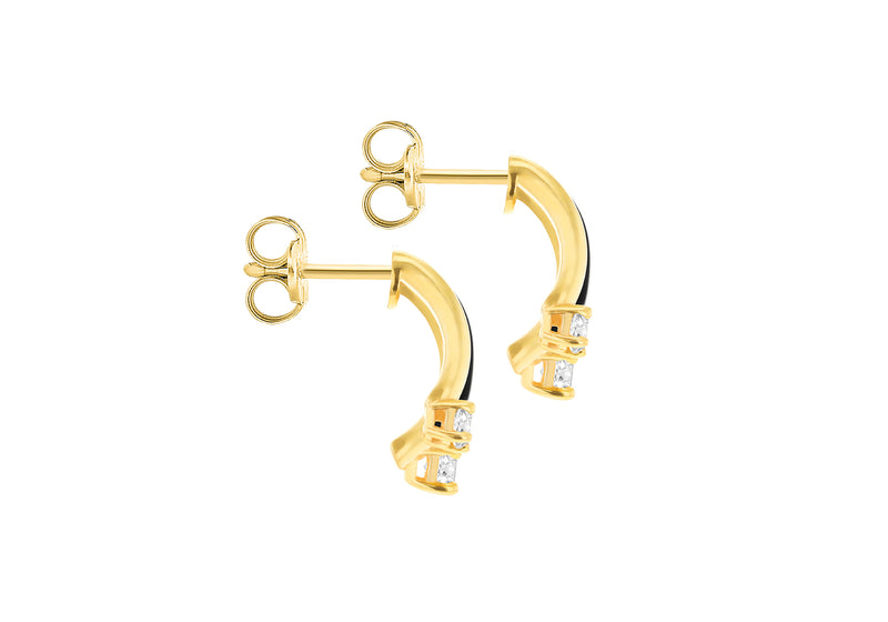 9ct Yellow Gold 0.03ct & 0.04ct Diamond Bar Stud Earrings