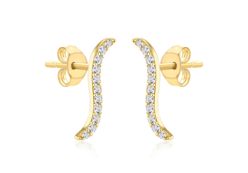 9ct Yellow Gold White Zirconia Twirl Earrings