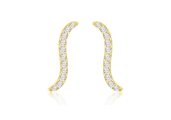 9ct Yellow Gold White Zirconia Twirl Earrings