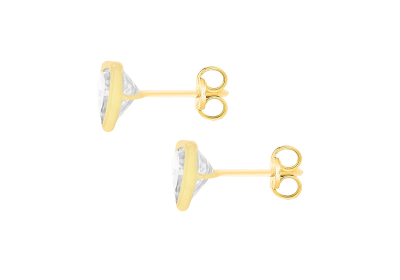 9ct Yellow Gold Heart Stud Earrings