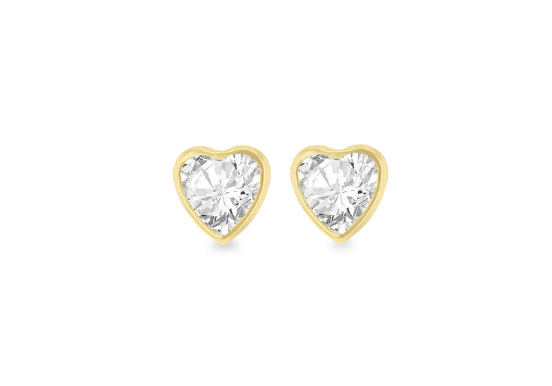 9ct Yellow Gold Heart Stud Earrings