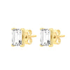 9ct Yellow Gold Emerald Cut Zirconia Stud Earrings