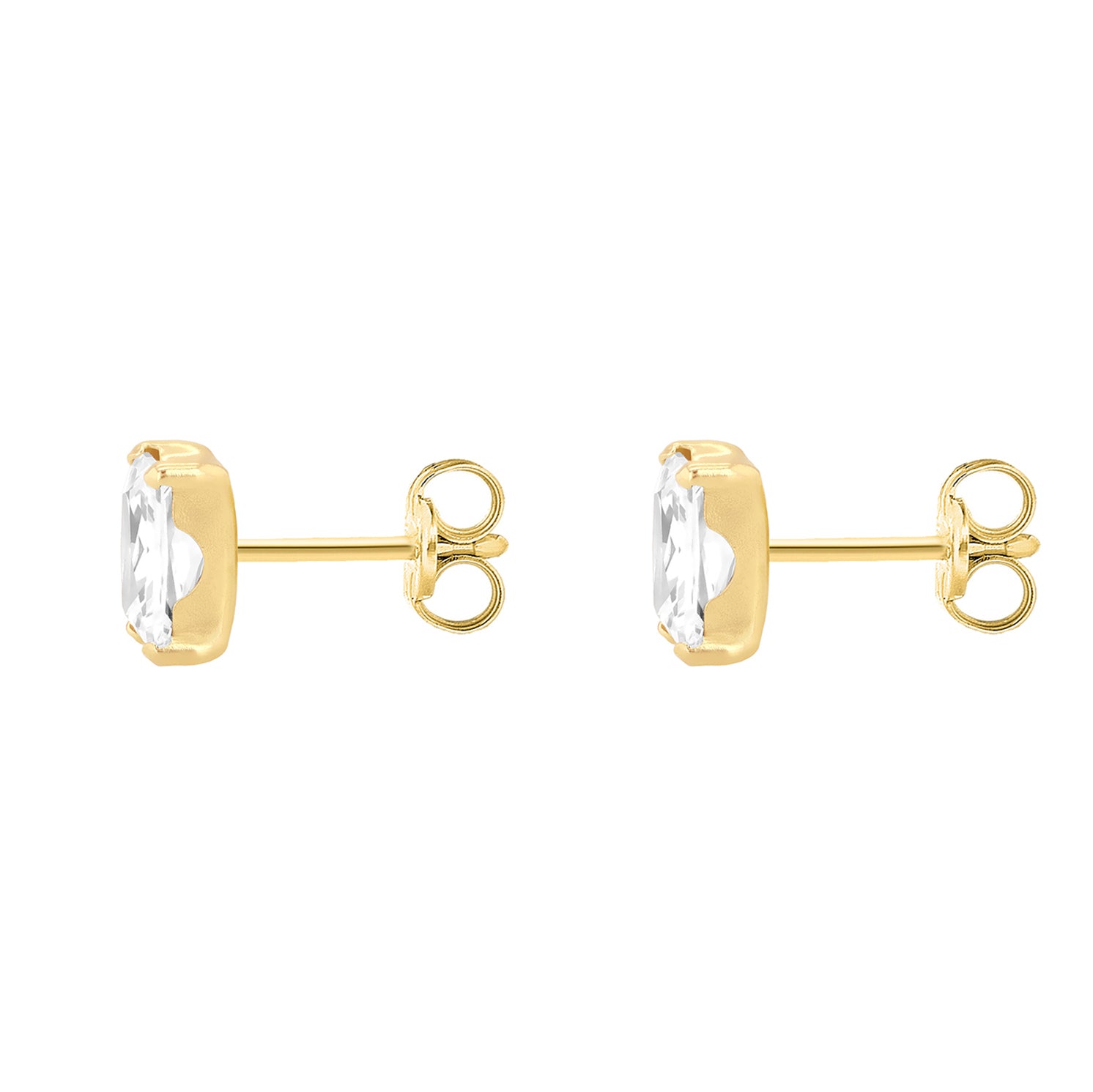 9ct Yellow Gold Emerald Cut Zirconia Stud Earrings