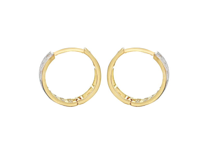 9ct Yellow Gold Triple Row Zirconia Huggy Earrings