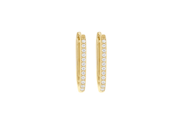 9ct Yellow Gold White Zirconia Square Hoop Creole Earrings