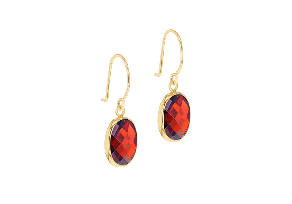 9ct Yellow Gold Maroon Swarovski Crystal Drop Earrings