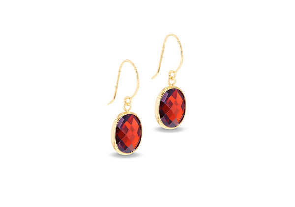 9ct Yellow Gold Maroon Swarovski Crystal Drop Earrings