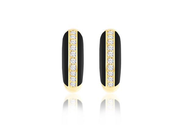 9ct Yellow Gold 0.100ct Diamond Stripe Hoop Earrings