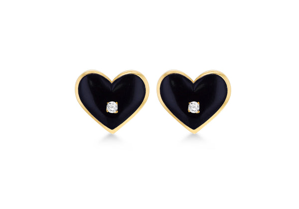 9ct Yellow Gold 0.02ct Diamond Heart Stud Earrings