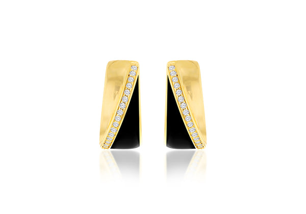 9ct Yellow Gold 0.60ct Diamond Curved Edge Stud Earrings