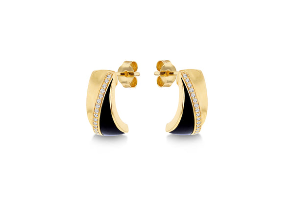 9ct Yellow Gold 0.60ct Diamond Curved Edge Stud Earrings