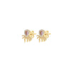 9ct Yellow Gold Mother Of Pearl & Zirconia Octopus Stud Earrings