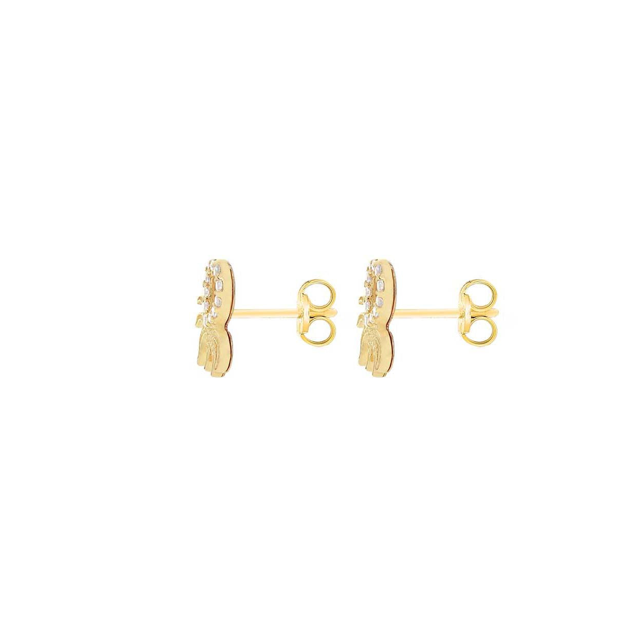 9ct Yellow Gold Mother Of Pearl & Zirconia Octopus Stud Earrings