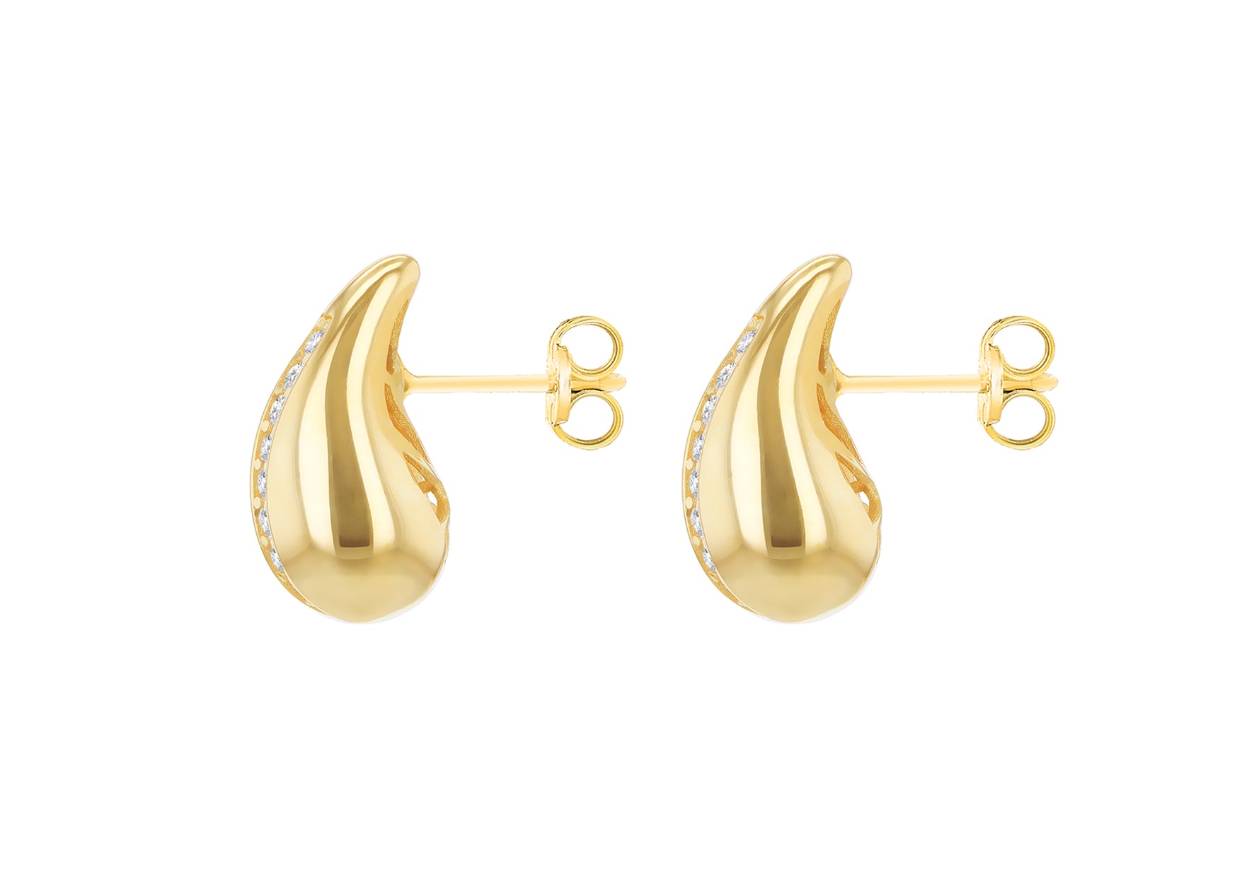 9ct Yellow Gold White Zirconia Teardrop Earrings