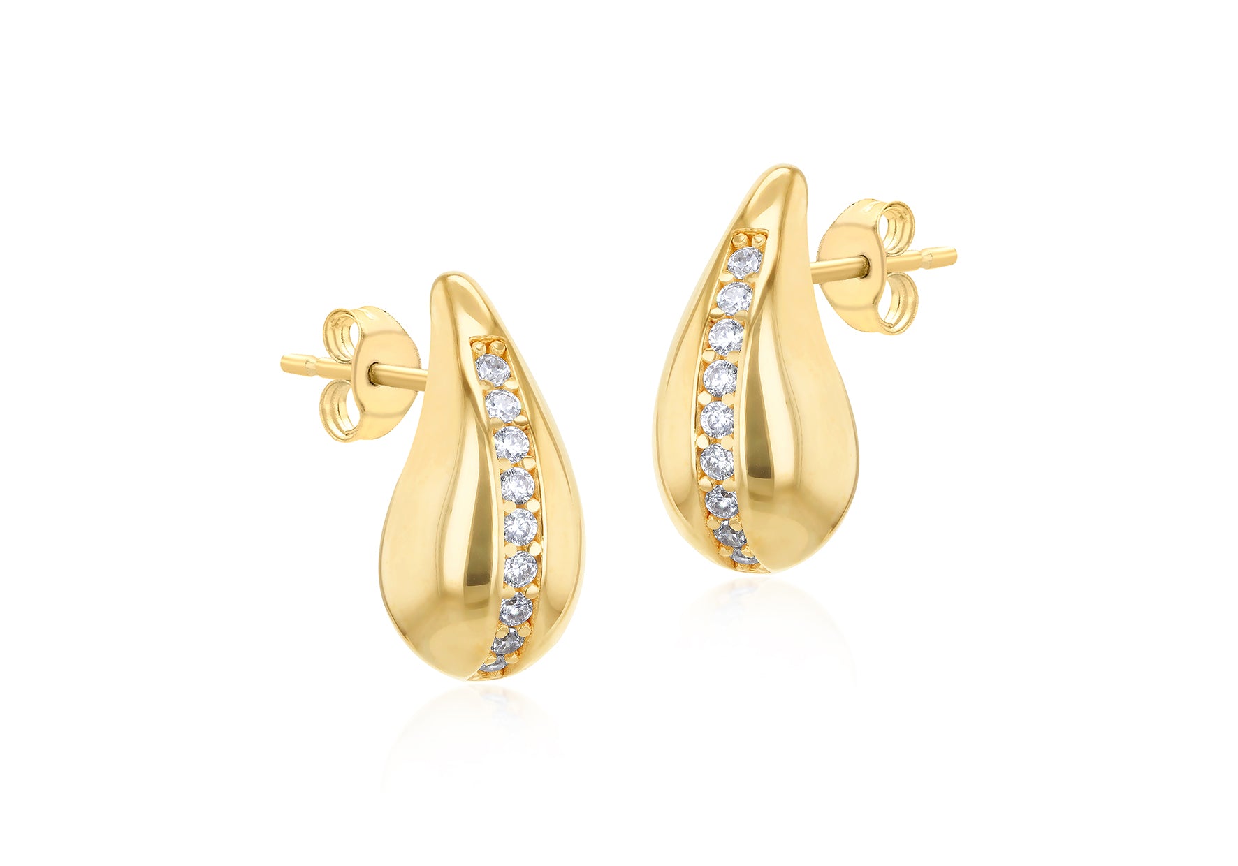 9ct Yellow Gold White Zirconia Teardrop Earrings