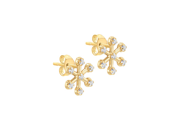 9ct Yellow Gold White Zirconia Star Stud Earrings