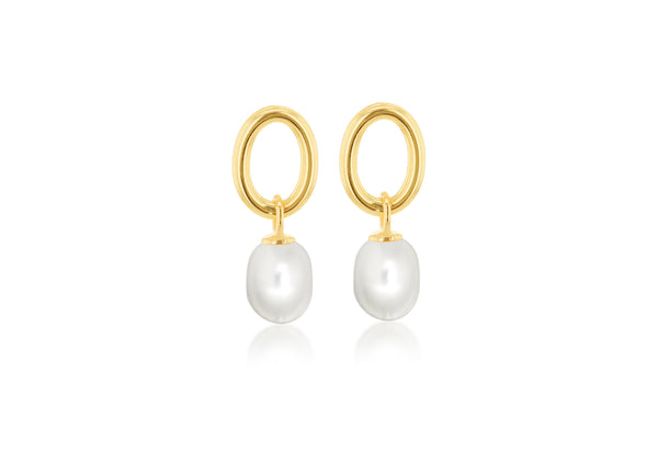 9ct Yellow Gold Baroque Freshwater Pearl Drop Earrings